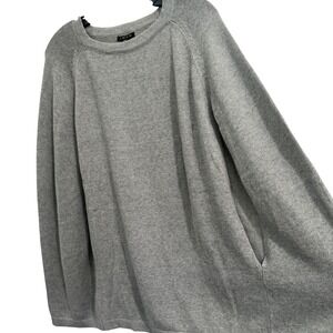 IMAN Sweater Cape Gray Cotton Cashmere Blend Knit Arm Slits Poncho Womens M/L